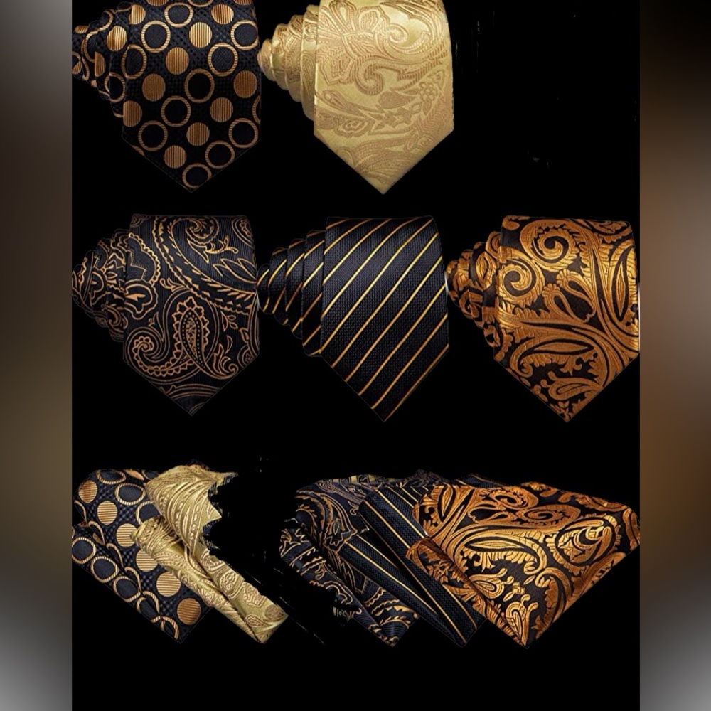 Barry Wang Tie Classic Silk | Necktie With Tie Clip Jacquard Woven | 5PCS Formal